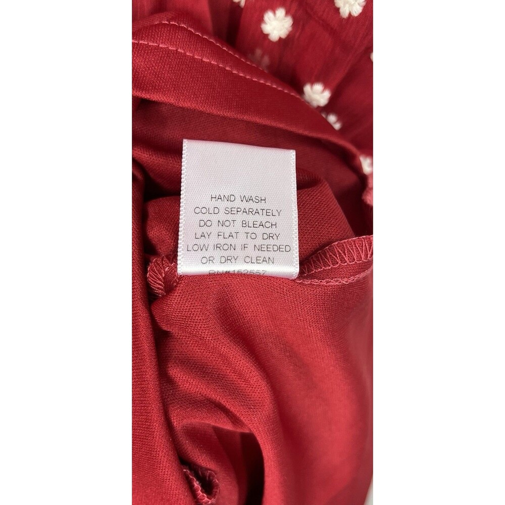 MIKAROSE Red White Daisy Mini Sundress XL Tie Shoulder Ruffles Cottagecore - Picture 11 of 12